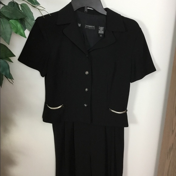 Liz Claiborne size 4 black jumpsuit w/silver detail & zippered lining … - Picture 3 of 16